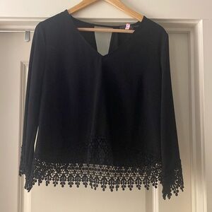 Black shirt with crochet detail - small